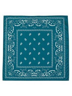 Teal Blue Paisley Bandana Scarf Large Satin Square Wrap 35x35
